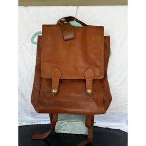 Levenger Brown Leather Backpack Premium Laptop bag work travel daypack